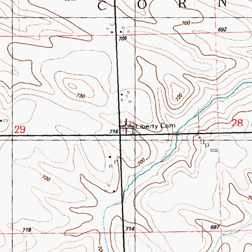 Topographic Map of Liberty Cemetery, IL