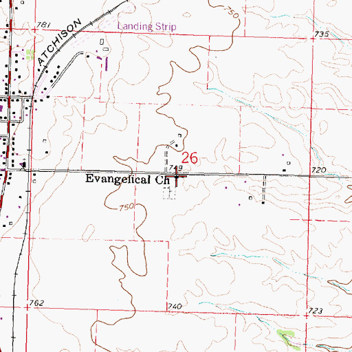 Topographic Map of Evangelical Church, IL