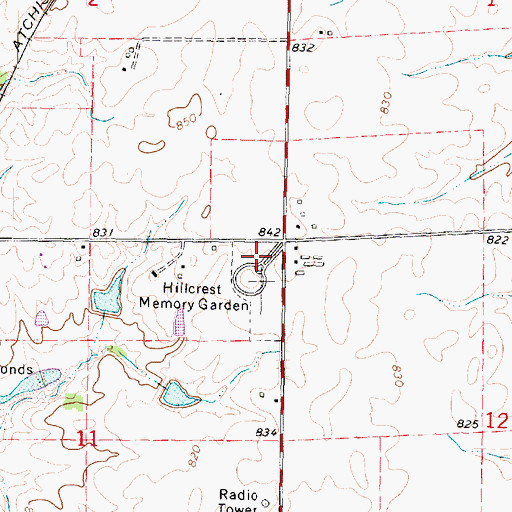 Topographic Map of Hillcrest Memory Garden, IL