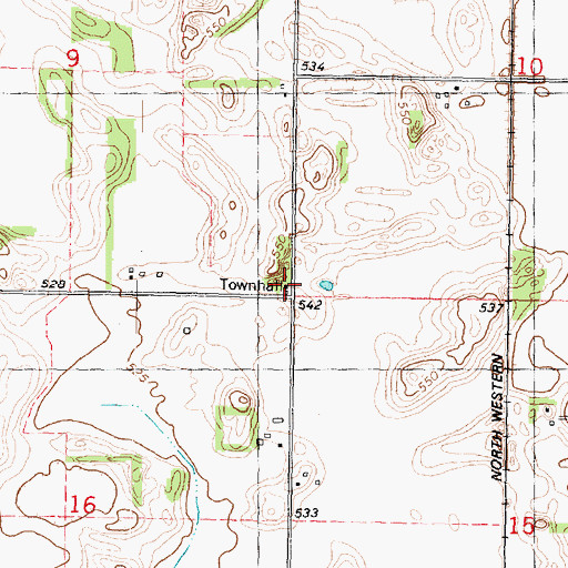 Topographic Map of Malone Townhall, IL