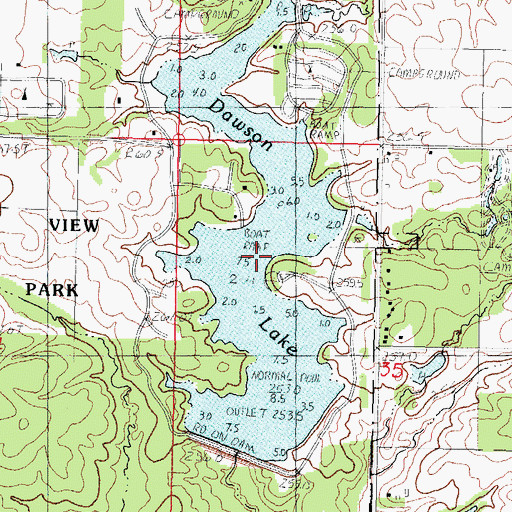 Topographic Map of Dawson Lake, IL