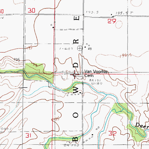 Topographic Map of Van Voorhis Cemetery, IL