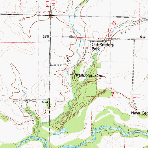 Topographic Map of Randolph Cemetery, IL