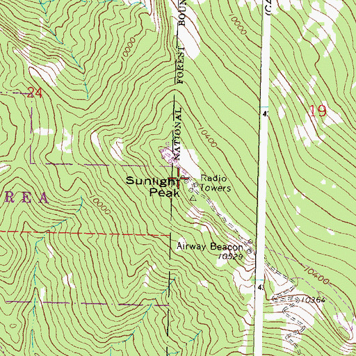Topographic Map of Sunlight Peak, CO