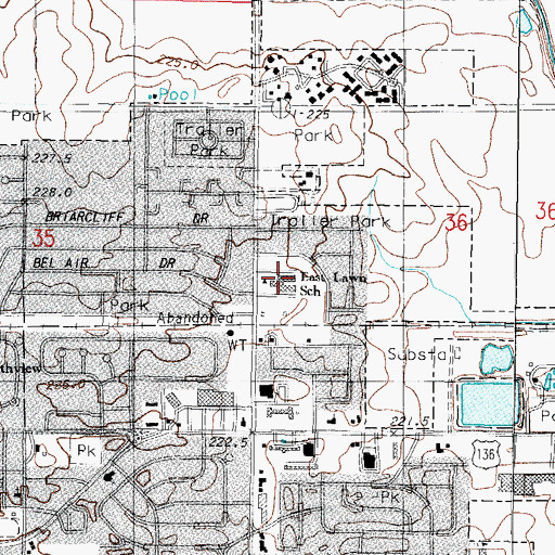 Topographic Map of Eastlawn Elementary School, IL