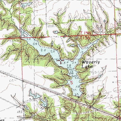 Topographic Map of Waverly Lake, IL