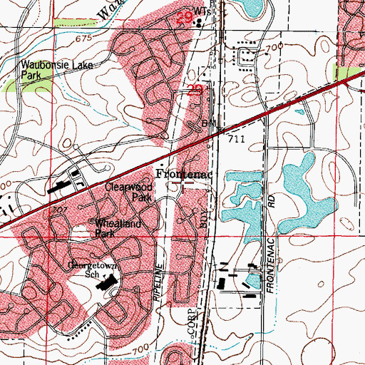 Topographic Map of Clearwood Park, IL