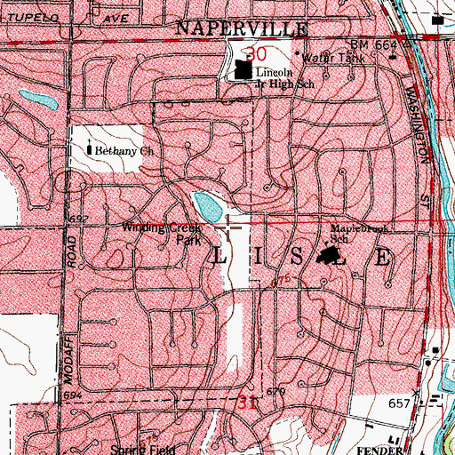 Topographic Map of Winding Creek Park, IL