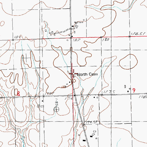 Topographic Map of North Cemetery, IL