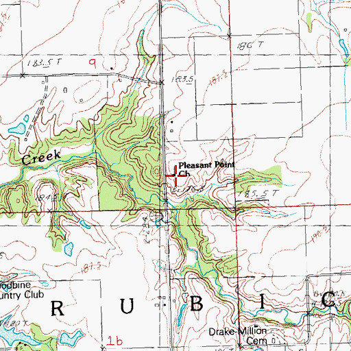 Topographic Map of Pleasant Point Church, IL