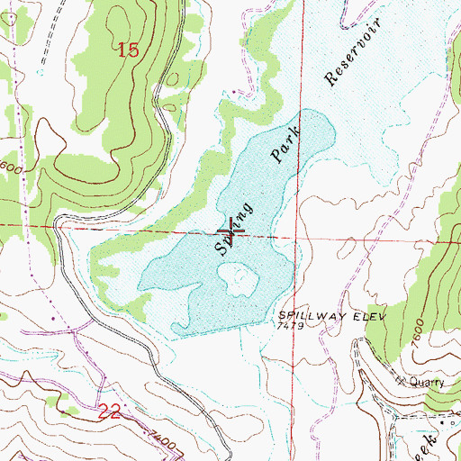 Topographic Map of Spring Park Reservoir, CO