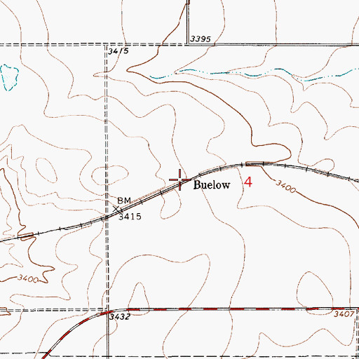 Topographic Map of Buelow, MT