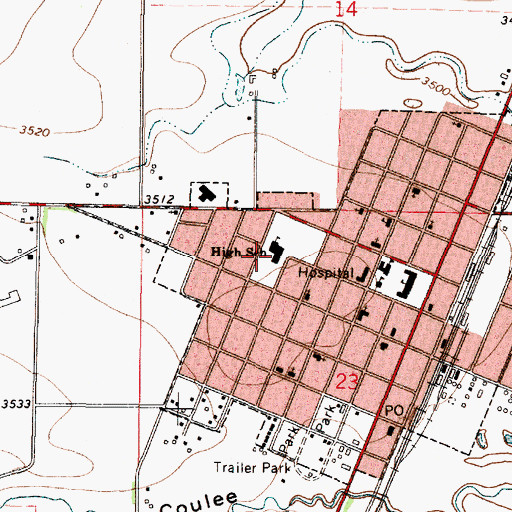 Topographic Map of Conrad High School, MT