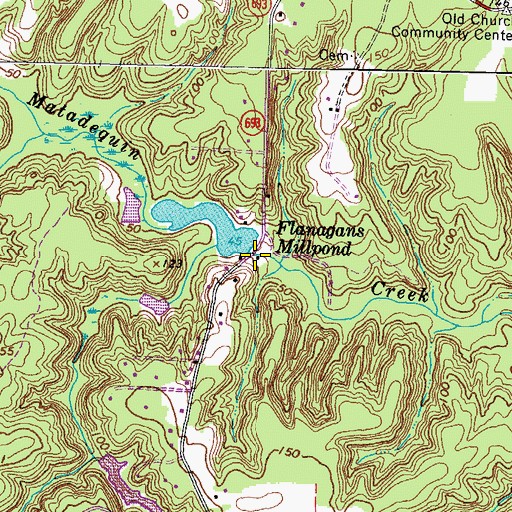 Topographic Map of Flanagans Mill (historical), VA