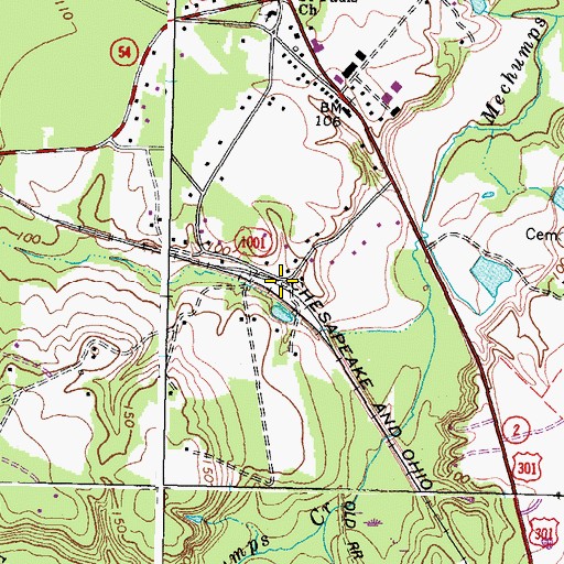 Topographic Map of Hanover Station (historical), VA