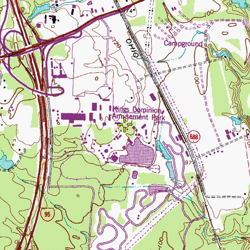 Topographic Map of Kings Dominion Amusement Park, VA