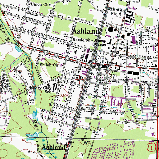 Topographic Map of Ashland Baptist Church, VA