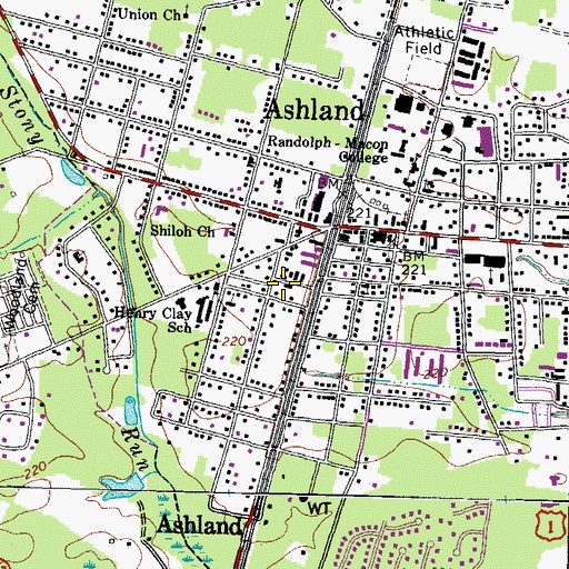 Topographic Map of Ashland Baptist Church, VA
