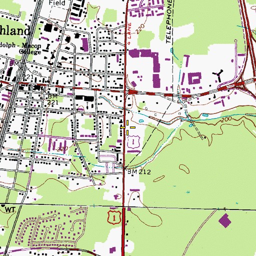 Topographic Map of Ashland Junction Shopping Center, VA