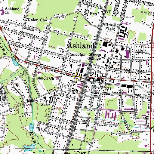 Topographic Map of Ashland Municipal Building, VA