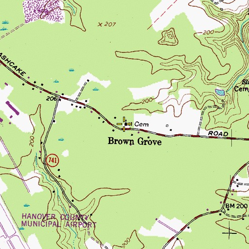 Topographic Map of Brown Grove Baptist Church, VA