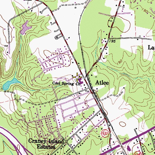 Topographic Map of Cool Spring Cemetery, VA