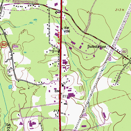Topographic Map of Garner Industrial Park, VA