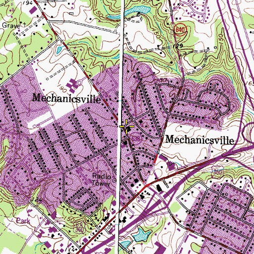 Topographic Map of Mechanicsville Baptist Church, VA