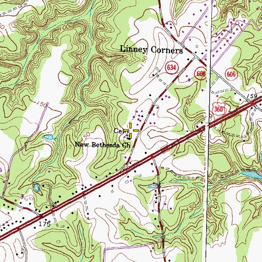 Topographic Map of New Bethesda Church Cemetery, VA
