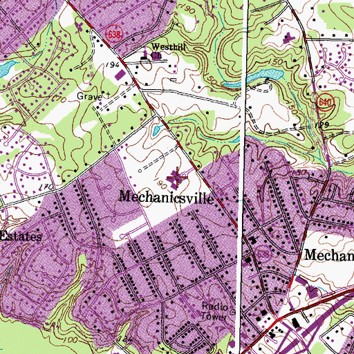 Topographic Map of Mechanicsville Elementary School, VA