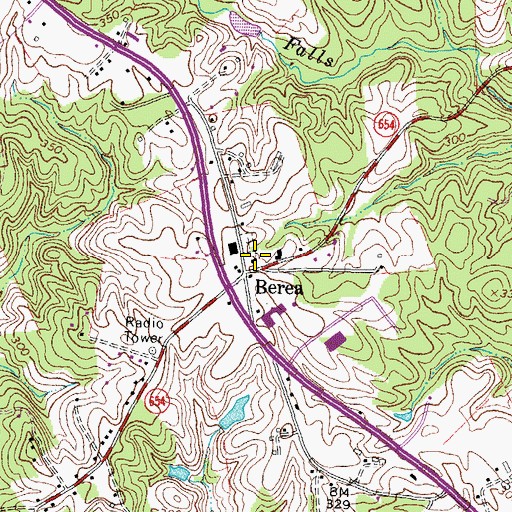 Topographic Map of Berea Baptist Church, VA