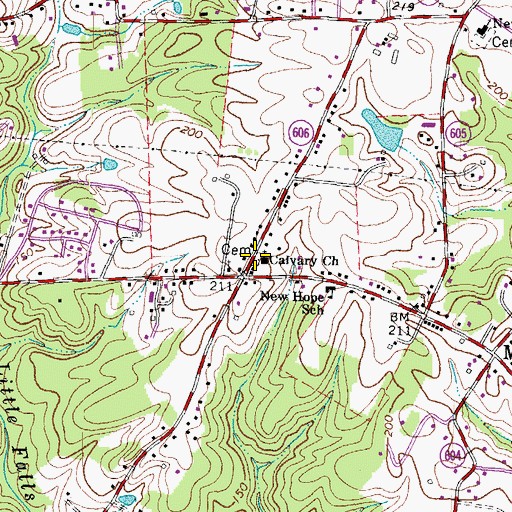 Topographic Map of Calvary Cemetery, VA