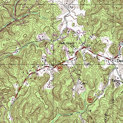 Topographic Map of Oak Grove School (historical), VA