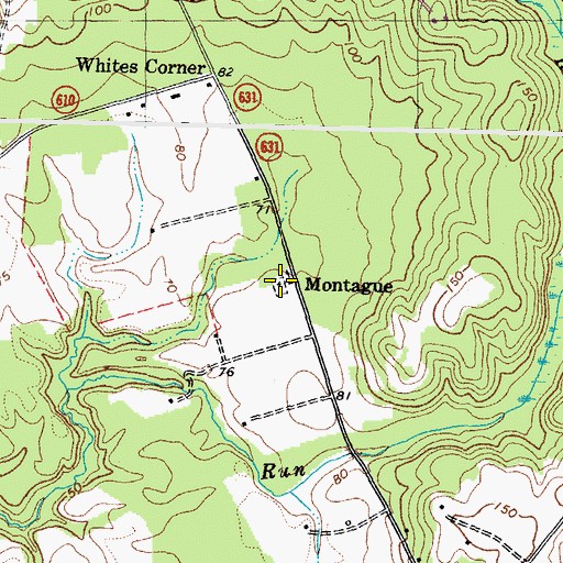 Topographic Map of Montague Baptist Church Cemetery, VA
