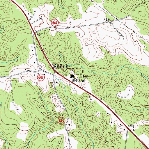 Topographic Map of Shiloh Baptist Church Cemetery, VA