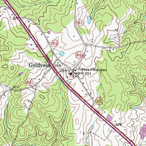 Topographic Map of Goldvein Baptist Church, VA