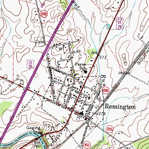 Topographic Map of Remington United Methodist Church, VA