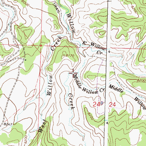 Topographic Map of Middle Willow Creek, CO