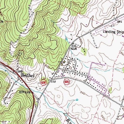 Topographic Map of Bethel United Methodist Church, VA