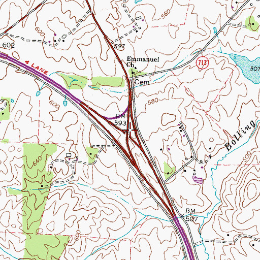 Topographic Map of Interchange 23, VA