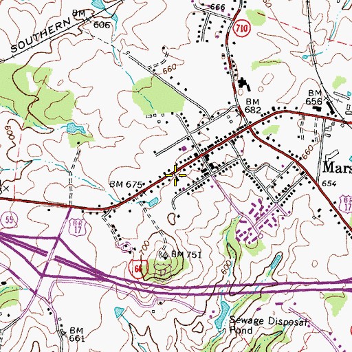 Topographic Map of Marshall Methodist Episcopal Church, VA