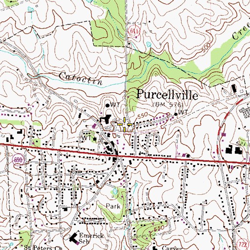 Topographic Map of Purcellville Post Office, VA