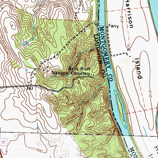 Topographic Map of Balls Bluff Battlefield, VA
