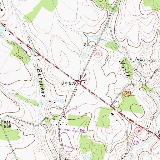 Topographic Map of Paxson, VA