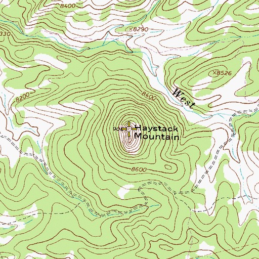 Topographic Map of Haystack Mountain, CO