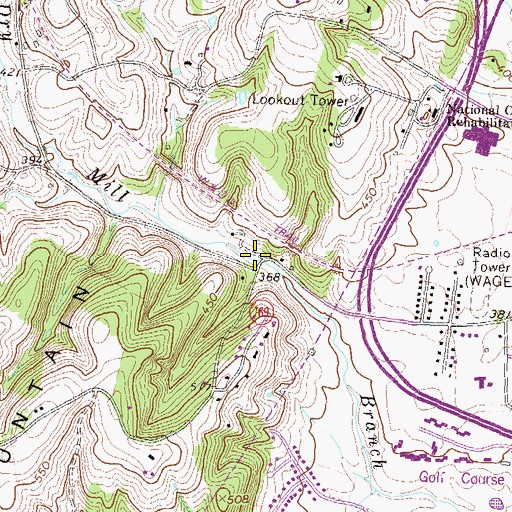 Topographic Map of Dry Mill Bridge, VA