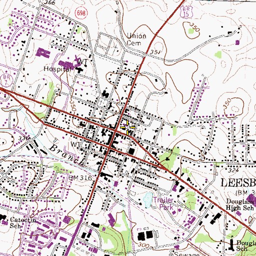 Topographic Map of Loudoun County Courthouse, VA