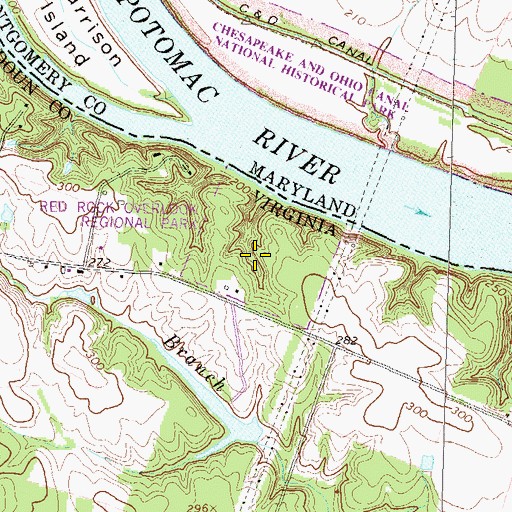 Topographic Map of Red Rock Overlook Regional Park, VA