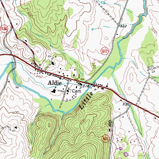 Topographic Map of Aldie Mill Historic Park, VA