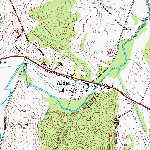 Topographic Map of Aldie Post Office, VA